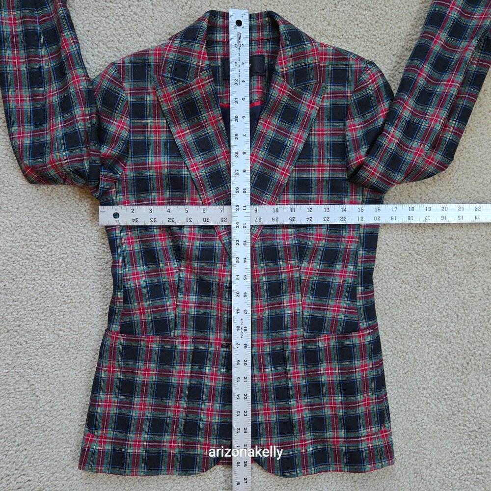 NWOT J. Crew Shrunken Blazer in Black Stewart Tartan Plaid Wool Blend 0 - Picture 6 of 16